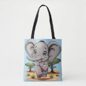 Olifant Baby springt vrolijk in Afrikaanse savanne Tote Bag (Voorkant)