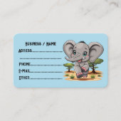 Olifant Baby springt vrolijk in Afrikaanse savanne Visitekaartje (Voorkant)