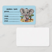 Olifant Baby springt vrolijk in Afrikaanse savanne Visitekaartje (Voorkant / Achterkant)