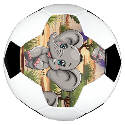 Olifant Baby springt vrolijk in Afrikaanse savanne Voetbal (Gedraaid)