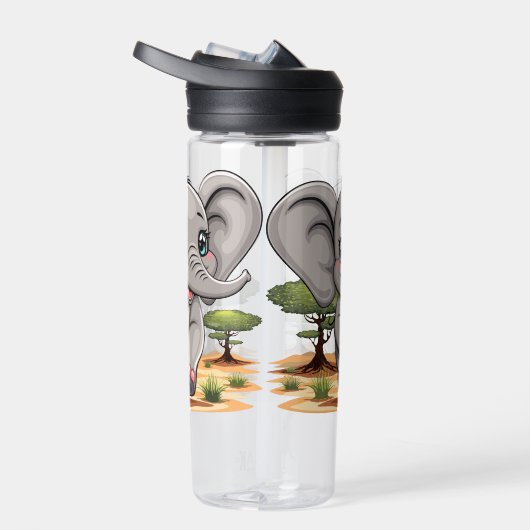 Olifant Baby springt vrolijk in Afrikaanse savanne Waterfles (Rechts)