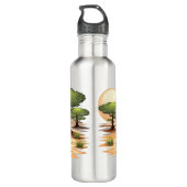 Olifant Baby springt vrolijk in Afrikaanse savanne Waterfles (Achterkant)