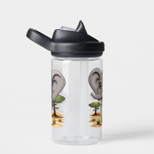 Olifant Baby springt vrolijk in Afrikaanse savanne Waterfles (Rechts)