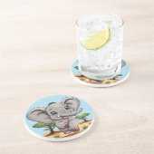 Olifant Baby springt vrolijk in Afrikaanse savanne Zandsteen Onderzetter (Zijkant)