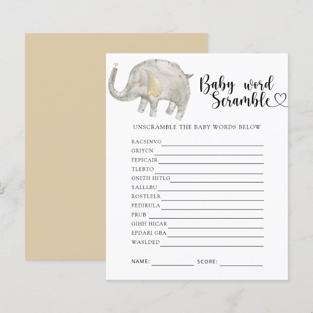 Olifant - Baby Woordzoekspel (Voorkant / Achterkant)