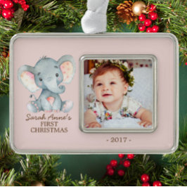 Olifant Baby's 1e Kerstmis Foto Ornament