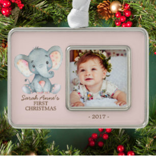 Olifant Baby's 1e Kerstmis Foto Ornament