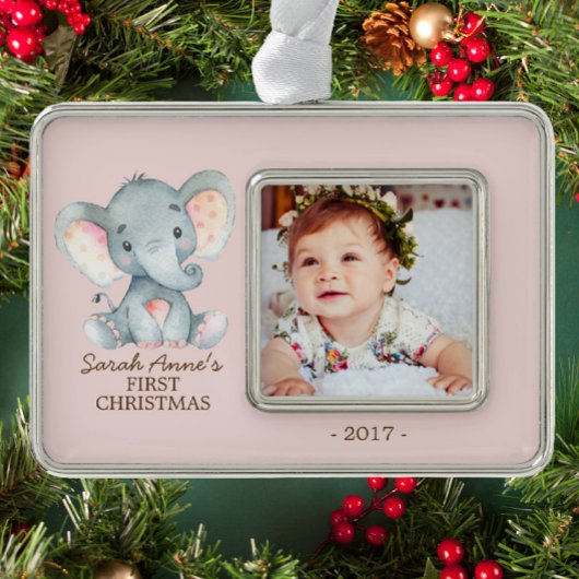 Olifant Baby's 1e Kerstmis Foto Ornament