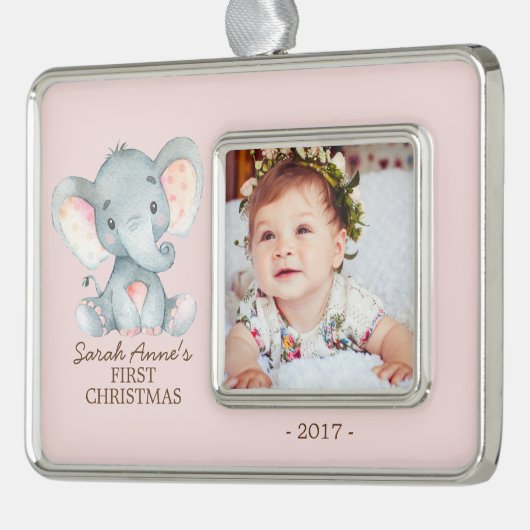 Olifant Baby's 1e Kerstmis Foto Ornament (Links)
