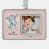 Olifant Baby's 1e Kerstmis Foto Ornament (Voorkant)