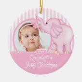 Olifant Baby's Eerste Kerst Foto Keramisch Ornament (Voorkant)