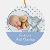 Olifant Baby's Eerste Kerst Foto Keramisch Ornament (Voorkant)
