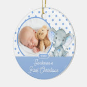 Olifant Baby's Eerste Kerst Foto Keramisch Ornament (Links)