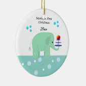 Olifant Baby's eerste kerstfeest Keramisch Ornament (Rechts)