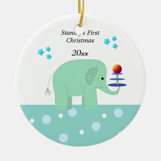 Olifant Baby's eerste kerstfeest Keramisch Ornament (Voorkant)