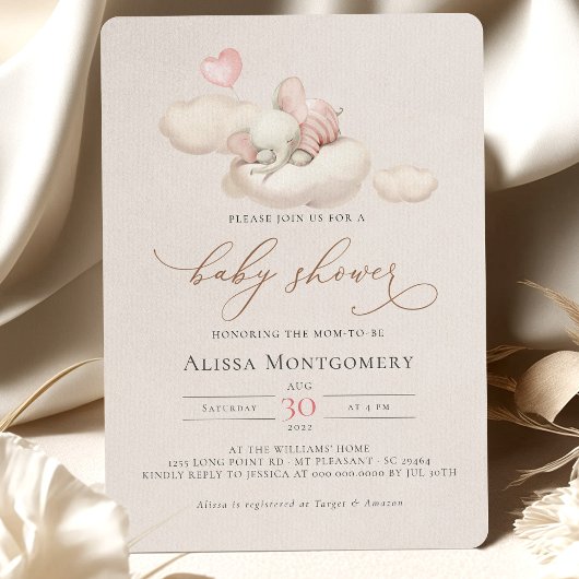 Olifant Babyshower Uitnodiging