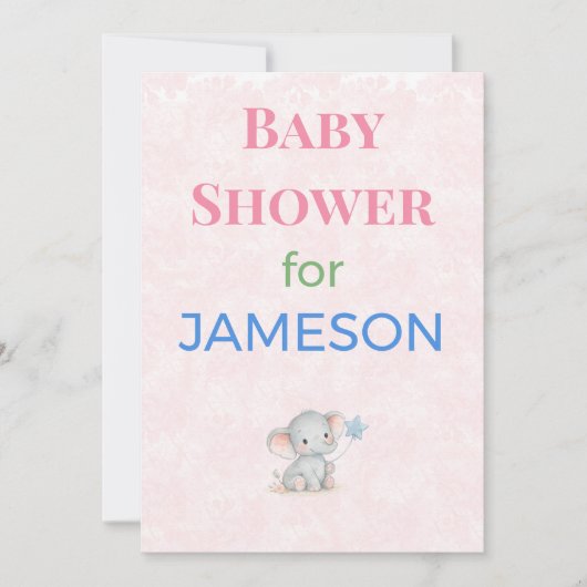 Olifant Babyshower Uitnodiging Aangepaste Naam (Voorkant)