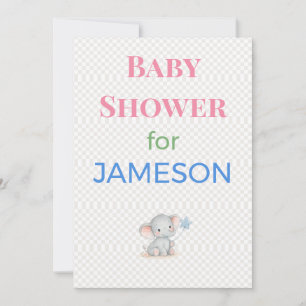 Olifant Babyshower Uitnodiging Aangepaste Naam