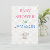 Olifant Babyshower Uitnodiging Aangepaste Naam (Staand voorkant)