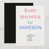 Olifant Babyshower Uitnodiging Aangepaste Naam (Voorkant / Achterkant)