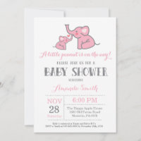 Olifant Babyshower Uitnodiging Roze en Grijs