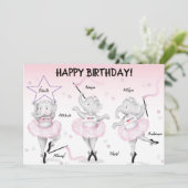 Olifant Ballerina Verjaardag  Kaart (Staand voorkant)