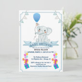 Olifant Ballon Baby Bash Uitnodiging (Staand voorkant)