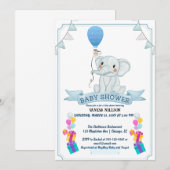 Olifant Ballon Baby Bash Uitnodiging (Voorkant / Achterkant)