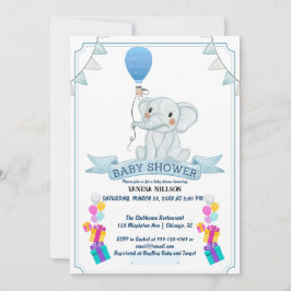 Olifant ballon baby feest uitnodiging