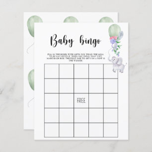 Olifant & ballon - Baby shower bingogame