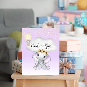 Olifant Ballon Baby Shower Paarse Kaarten Cadeaus Poster