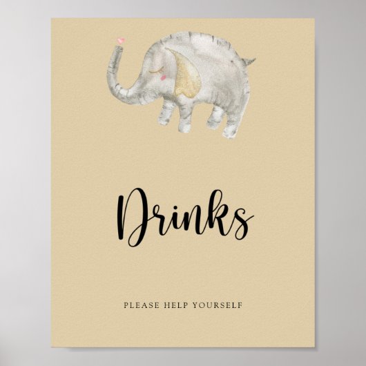 Olifant ballon Drinken, tast toe Poster (Voorkant)