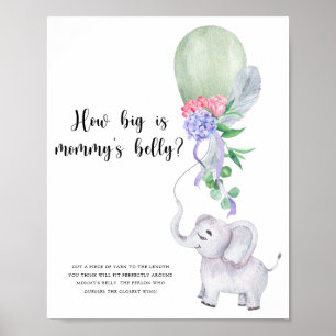 Olifant & Ballon Hoe groot is mama's buik spel Poster