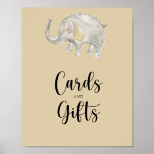 Olifant Ballon kaarten en cadeaus baby shower Poster