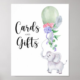 Olifant & Ballon kaarten en geschenken baby shower Poster