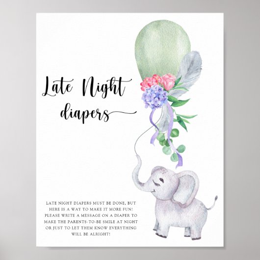 Olifant & Ballon \ Late nacht luiers spel Poster (Voorkant)