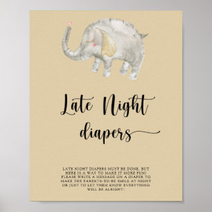 Olifant ballon \ Late night luierspel Poster
