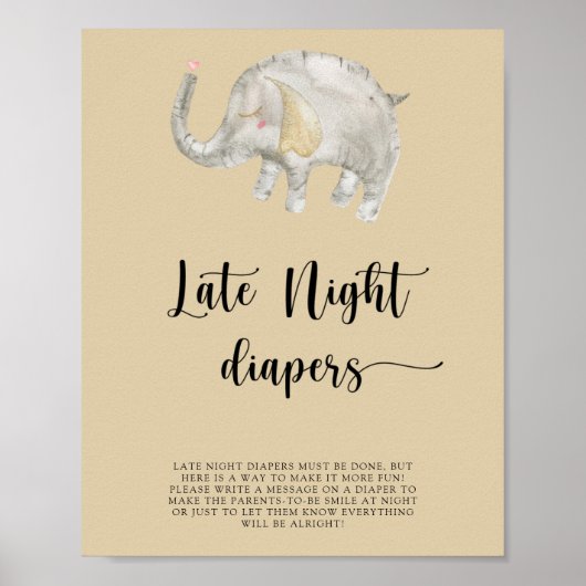 Olifant ballon \ Late night luierspel Poster (Voorkant)