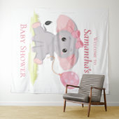 Olifant ballon Meisje Baby Shower Achtergrond Wandkleed (In Situ (horizontaal))