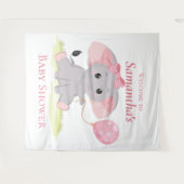 Olifant ballon Meisje Baby Shower Achtergrond Wandkleed (Voorkant (horizontaal))