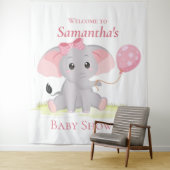 Olifant ballon Meisje Baby Shower Achtergrond Wandkleed (In situ)