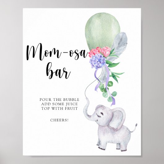 Olifant & Ballon \ Mom-osa bar Poster (Voorkant)