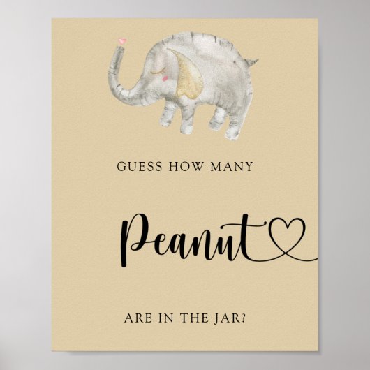 Olifant ballon - raad hoeveel pinda's poster (Voorkant)