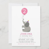 OLIFANT & BALLON schattig verjaardagsfeestje nodig Kaart (Voorkant)