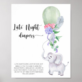 Olifant & Ballon \ Spel met luiers voor de late na Poster