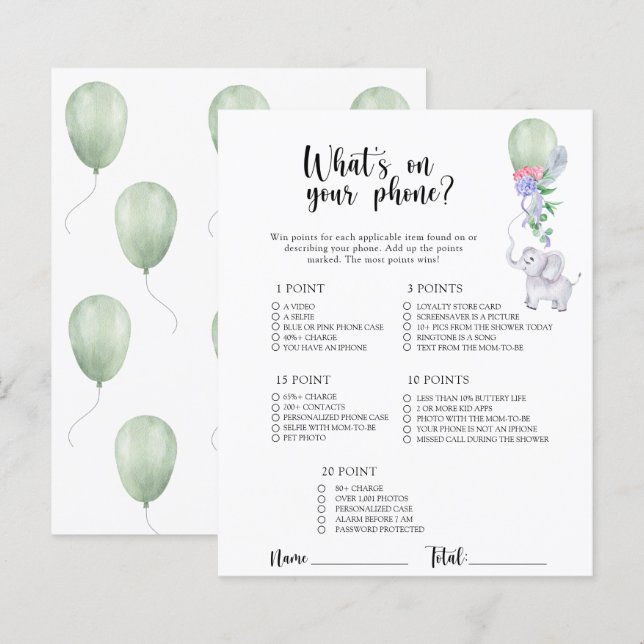 Olifant & Ballon - Wat is er op je telefoon spel (Voorkant / Achterkant)