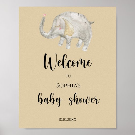 Olifant Ballon Welkom baby shower Poster (Voorkant)