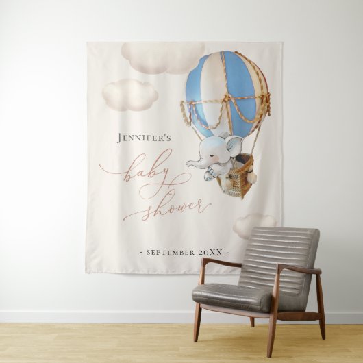 Olifant ballon wolken wandkleed (In situ)