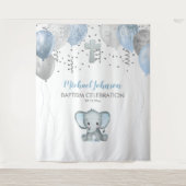 Olifant Ballonnen Watercolor Doopfeest Wandkleed (Voorkant)