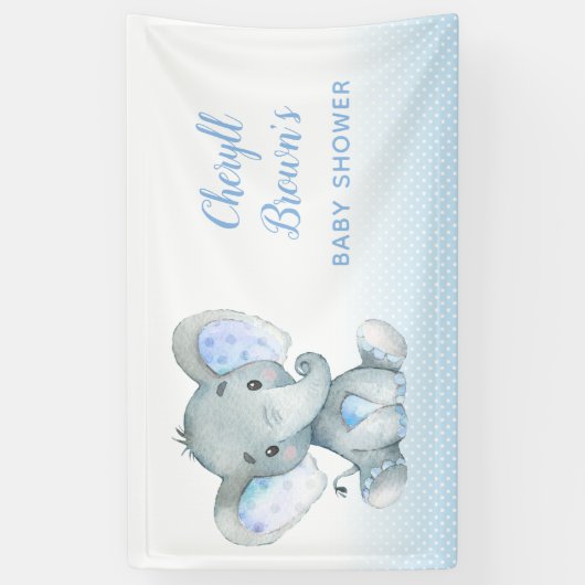 Olifant Banners - Baby showers achtergronden (blau (Verticaal)